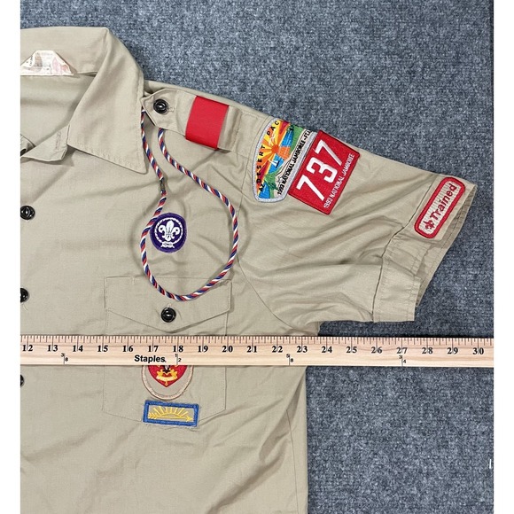 Boy Scouts Of America Leadership Shirt Mens Large USA 90s Patches BSA Vintage - Picture 5 of 12